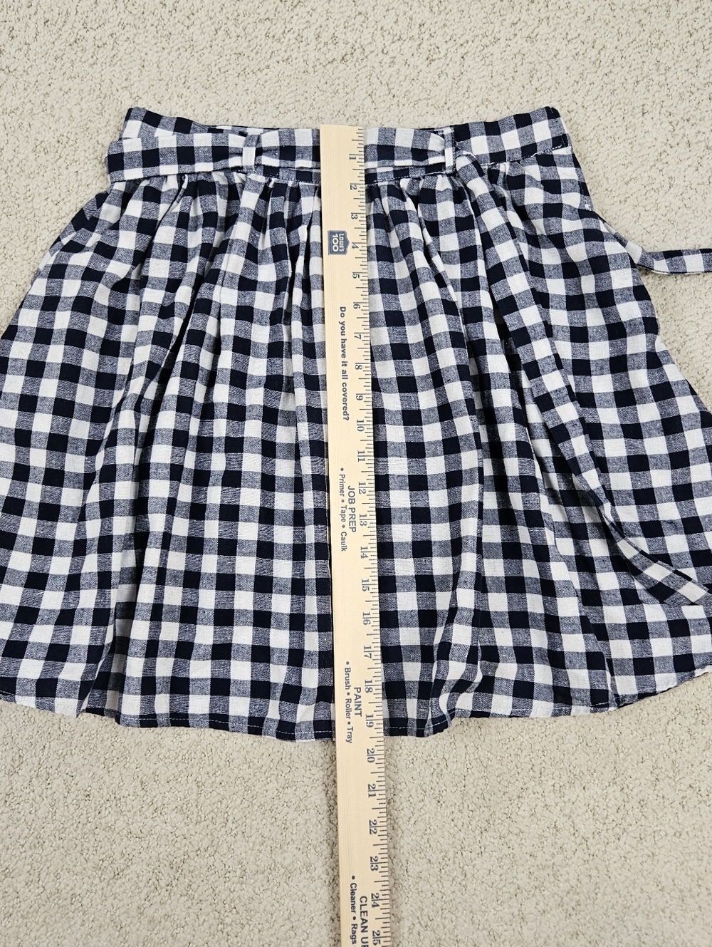 Mod Cloth Pleated Skirt Mini Gingham Blue White Belt Pocket Lightweight Womens L - Picture 7 of 8